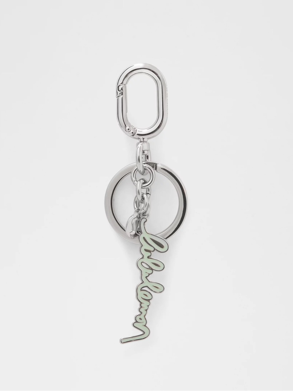 lululemon athletica Metal Script Keychain in Silver / Sea Mist